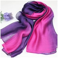 Autumn And Winter New Mulberry Silk Gradient Color Scarf Silk Cotton And Linen Long Scarf Shawl Dual-use Women's Spring And Autumn Scarf main image 2