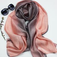 Autumn And Winter New Mulberry Silk Gradient Color Scarf Silk Cotton And Linen Long Scarf Shawl Dual-use Women's Spring And Autumn Scarf sku image 2