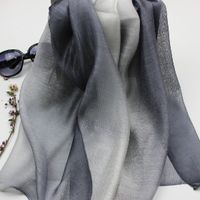Autumn And Winter New Mulberry Silk Gradient Color Scarf Silk Cotton And Linen Long Scarf Shawl Dual-use Women's Spring And Autumn Scarf sku image 1