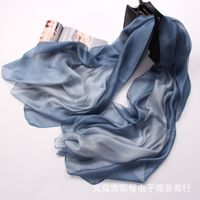 Autumn And Winter New Mulberry Silk Gradient Color Scarf Silk Cotton And Linen Long Scarf Shawl Dual-use Women's Spring And Autumn Scarf sku image 13