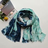 New Ethnic Style Handmade Tie-dyed Scarf Gold And Silver Silk Artificial Cotton Blended Shawl Autumn Thin Scarf main image 6