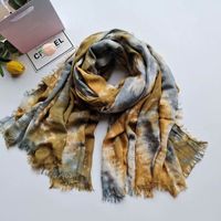 New Ethnic Style Handmade Tie-dyed Scarf Gold And Silver Silk Artificial Cotton Blended Shawl Autumn Thin Scarf sku image 1