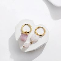 1 Pair Retro Asymmetrical Square Plating Inlay Stainless Steel Natural Stone Drop Earrings sku image 2