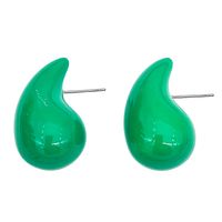 1 Pair Simple Style Water Droplets Stoving Varnish Ccb Ear Studs main image 5