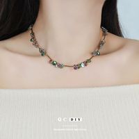 Cross-border Hot Gradient Color Crystal String Beads Necklace Female Niche High-grade Water Drop Sweater Chain European And American Ornament Fashion main image 1