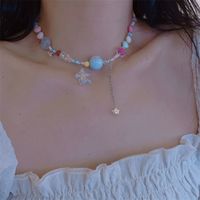Candy Meteor ~ Colorful Beaded Xingx Necklace Female Design Sense Dopamine Girl Summer Sweet Cool Hot Girl Clavicle Chain main image 4