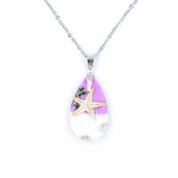 Creative Handmade Resin Starfish Shell Water Drop Stainless Steel Necklace Women's Jewelry Student Travel Necklace sku image 2