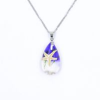 Creative Handmade Resin Starfish Shell Water Drop Stainless Steel Necklace Women's Jewelry Student Travel Necklace sku image 1