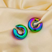 1 Pair Simple Style Cool Style Solid Color Plating Stainless Steel Earrings sku image 11
