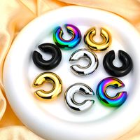 1 Pair Simple Style Cool Style Solid Color Plating Stainless Steel Earrings main image 6