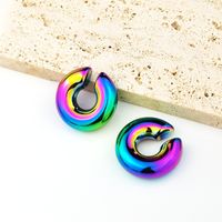 1 Pair Simple Style Cool Style Solid Color Plating Stainless Steel Earrings main image 2