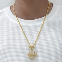 Hip-hop Crown Alloy Inlay Rhinestones Men's Pendant Necklace main image 2