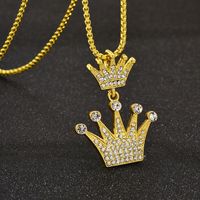 Hip-hop Crown Alloy Inlay Rhinestones Men's Pendant Necklace sku image 1