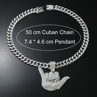 Hip Hop Lettre Alliage Incruster Strass Hommes Pendentif main image 3