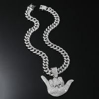 Hip Hop Lettre Alliage Incruster Strass Hommes Pendentif main image 2