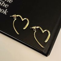 1 Pair Vintage Style Heart Shape Solid Color Alloy Drop Earrings main image 7