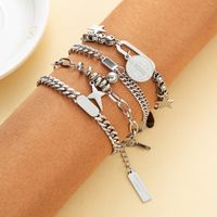 Hip-Hop Retro Round Star Stainless Steel White Gold Plated No Inlay Bracelets In Bulk main image 2