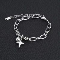 Hip-Hop Retro Round Star Stainless Steel White Gold Plated No Inlay Bracelets In Bulk main image 4