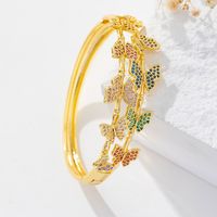 Elegant Sweet Butterfly Copper Plating Inlay Zircon Bangle main image 1
