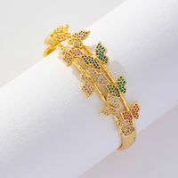 Elegant Sweet Butterfly Copper Plating Inlay Zircon Bangle main image 3