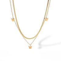 304 Stainless Steel 18K Gold Plated IG Style Simple Style Plating Inlay Round Butterfly Zircon Pendant Necklace sku image 2