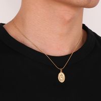 Acero Titanio Chapados en oro de 18k Estilo Moderno Enchapado Oval Collar Colgante main image 2