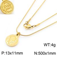 Titanium Steel 18K Gold Plated Modern Style Plating Oval Pendant Necklace sku image 6
