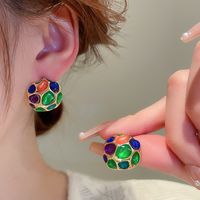 1 Pair Vintage Style Novelty Color Block Alloy Ear Studs main image 5