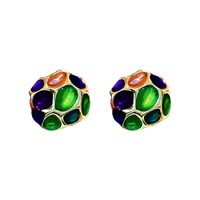 1 Pair Vintage Style Novelty Color Block Alloy Ear Studs main image 4
