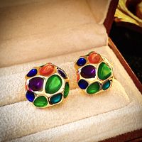 1 Pair Vintage Style Novelty Color Block Alloy Ear Studs main image 7