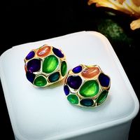 1 Pair Vintage Style Novelty Color Block Alloy Ear Studs main image 6