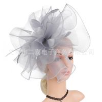 Fashion Mesh Fabric Solid Color Feather Hat-shape Hair Accessories Wholesale sku image 1