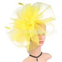 Fashion Mesh Fabric Solid Color Feather Hat-shape Hair Accessories Wholesale sku image 2