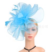 Fashion Mesh Fabric Solid Color Feather Hat-shape Hair Accessories Wholesale sku image 3