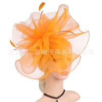 Fashion Mesh Fabric Solid Color Feather Hat-shape Hair Accessories Wholesale sku image 4