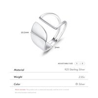 Ig Style Modern Style Simple Style Irregular Sterling Silver Rhodium Plated Open Rings In Bulk main image 6