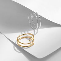 Ig Style Elegant French Style Bamboo Lines Sterling Silver 18k Gold Plated Silver Plated Zircon Open Rings In Bulk main image 1