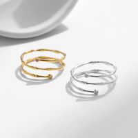 Ig Style Elegant French Style Bamboo Lines Sterling Silver 18k Gold Plated Silver Plated Zircon Open Rings In Bulk main image 4