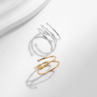 Ig Style Elegant French Style Bamboo Lines Sterling Silver 18k Gold Plated Silver Plated Zircon Open Rings In Bulk main image 3
