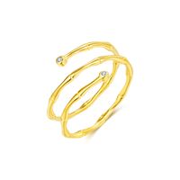 Ig Style Elegant French Style Bamboo Lines Sterling Silver 18k Gold Plated Silver Plated Zircon Open Rings In Bulk sku image 2