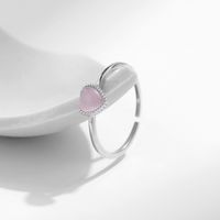 Ig Style Sweet Heart Shape Sterling Silver Rhodium Plated Opal Open Rings In Bulk main image 1