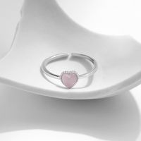 Ig Style Sweet Heart Shape Sterling Silver Rhodium Plated Opal Open Rings In Bulk main image 3