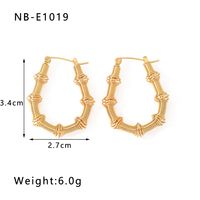 1 Pair Vintage Style Novelty U Shape Bamboo Plating Hollow Out Stainless Steel 18K Gold Plated Hoop Earrings sku image 1