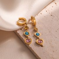 1 Pair Simple Style Commute Tree Heart Shape Plating Inlay 304 Stainless Steel Artificial Pearls Zircon 18K Gold Plated Drop Earrings main image 3