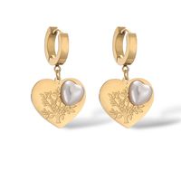 1 Pair Simple Style Commute Tree Heart Shape Plating Inlay 304 Stainless Steel Artificial Pearls Zircon 18K Gold Plated Drop Earrings sku image 1