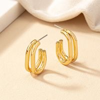 1 Pair Vintage Style Simple Style Solid Color Plating Alloy Hoop Earrings sku image 1