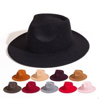 Unisex Elegant British Style Solid Color Big Eaves Fedora Hat main image 10