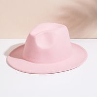 Unisex Elegant Britischer Stil Einfarbig Große Traufen Fedora-hut main image 9