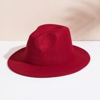 Unisex Elegant British Style Solid Color Big Eaves Fedora Hat sku image 5