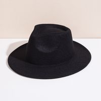 Unisex Elegant British Style Solid Color Big Eaves Fedora Hat sku image 2